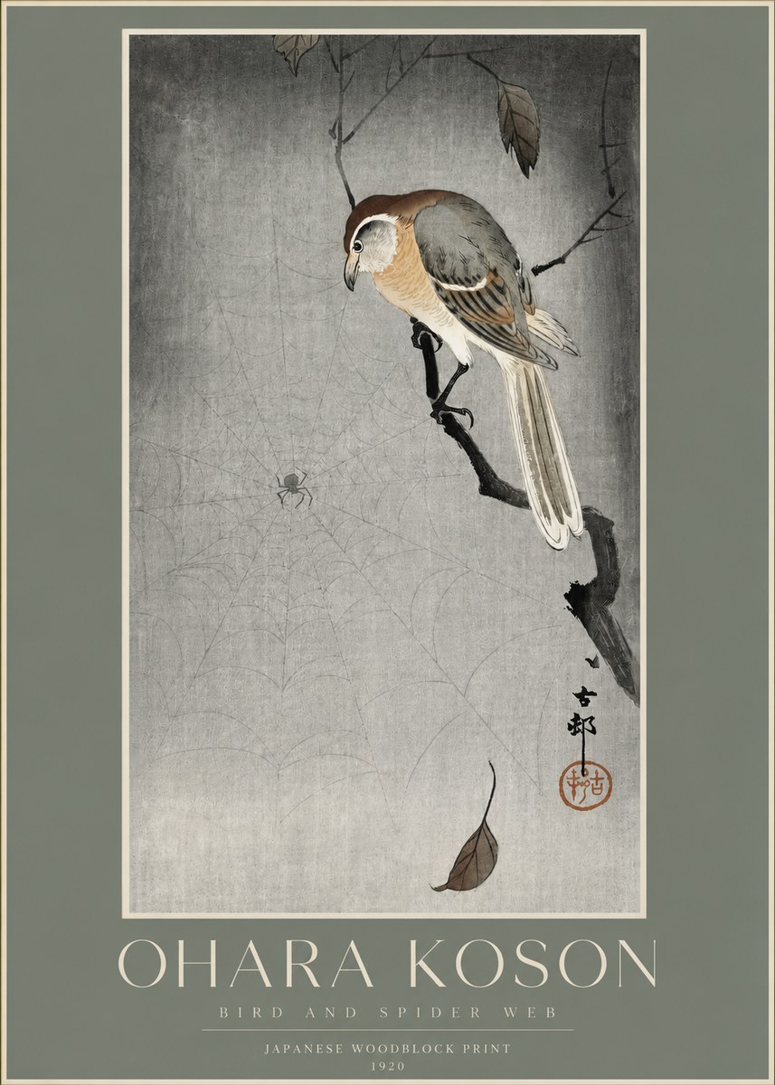 Ohara Koson Bird and Spider Web II No2 - Poster