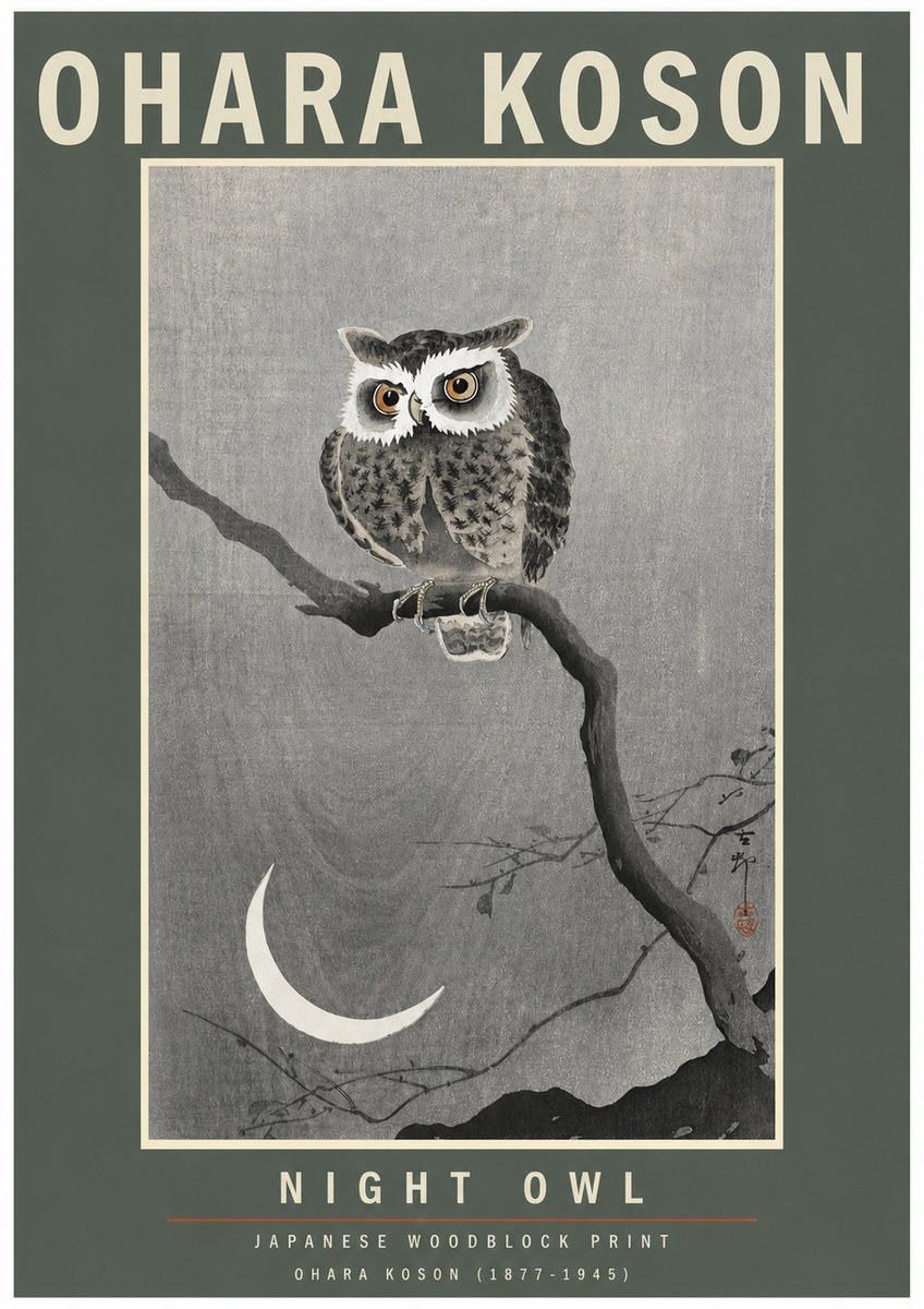 Ohara Koson Night Owl No3 - Poster