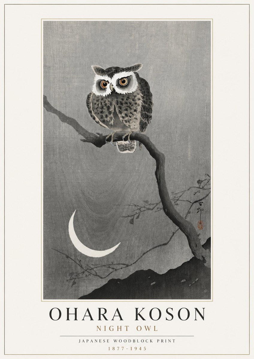 Ohara Koson Night Owl No4 - Poster