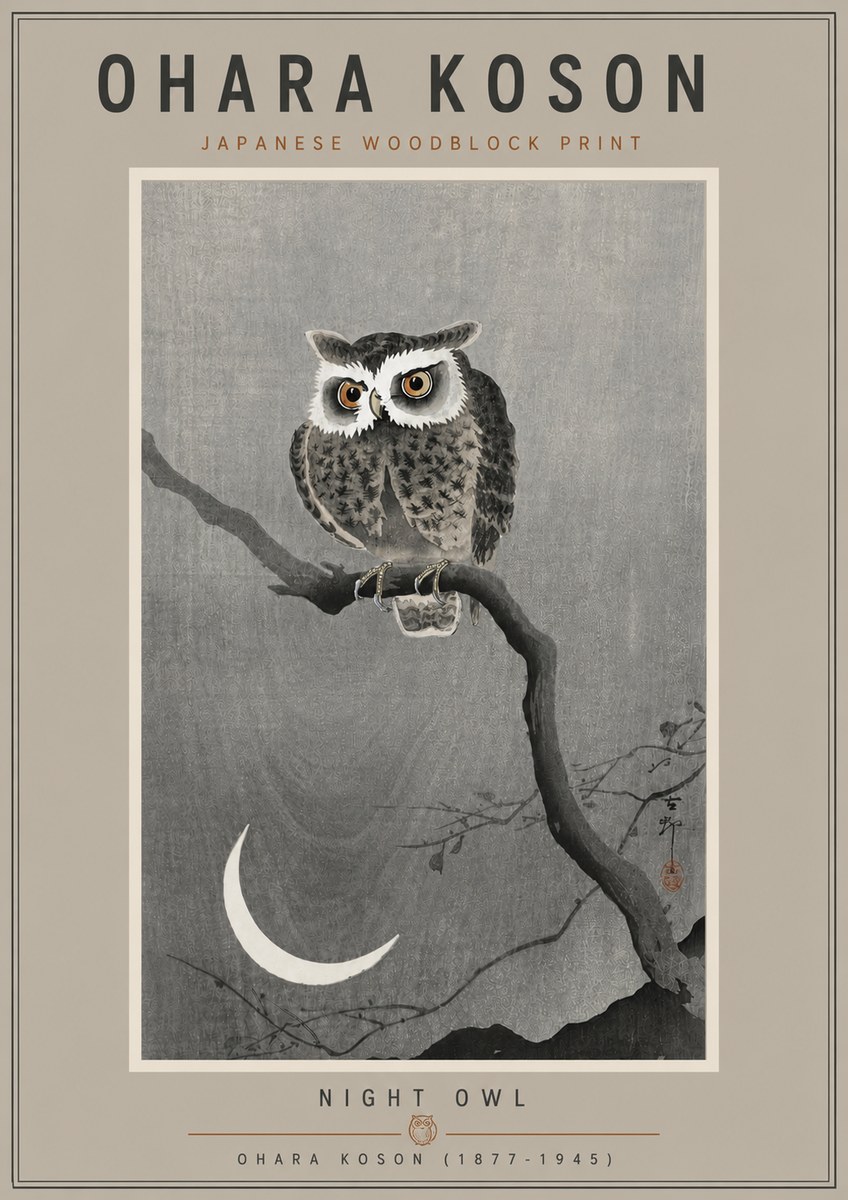 Ohara Koson Night Owl No5 - Poster