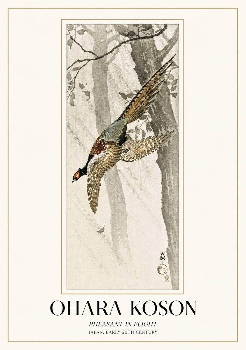 Ohara Koson Pheasant in Flight No1 - Poster