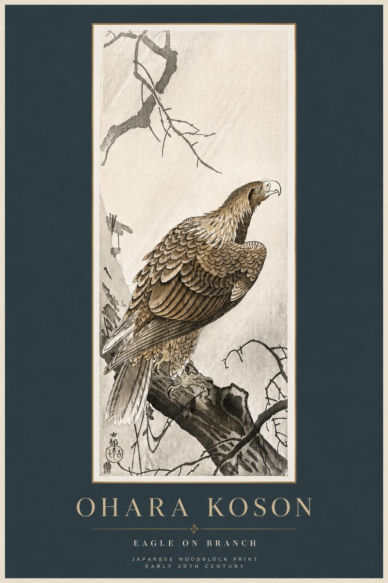 Ohara Koson Eagle on Branch No2 - Poster