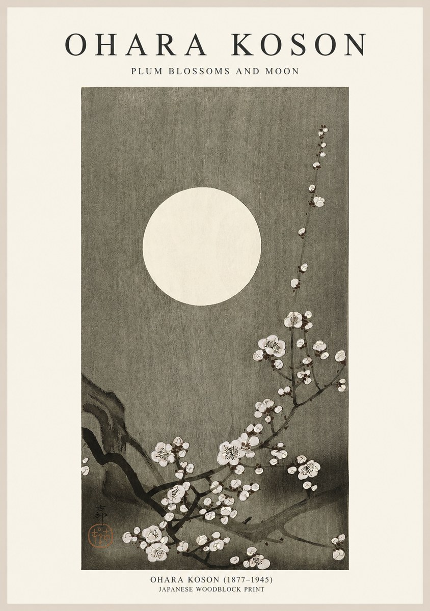 Ohara Koson Plum Blossoms and Moon No1 - Poster