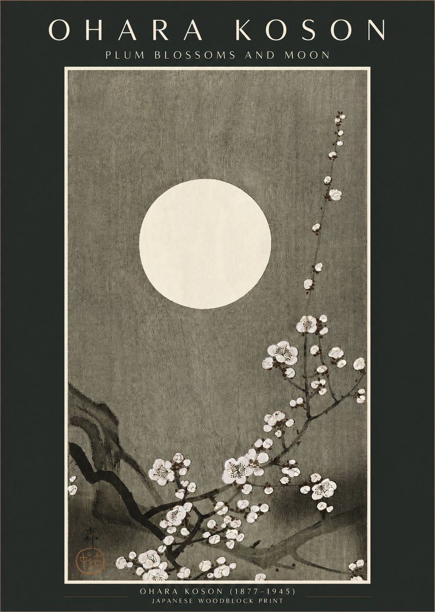 Ohara Koson Plum Blossoms and Moon No2 - Poster