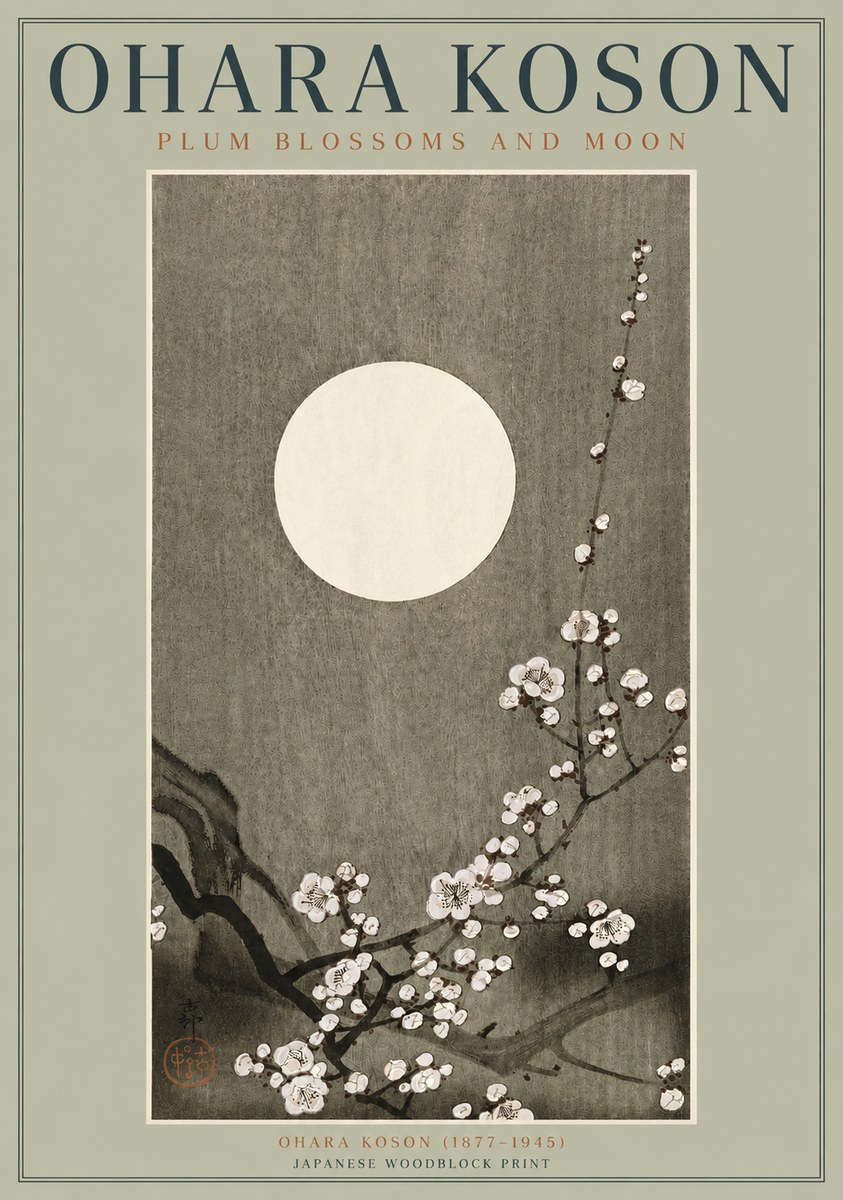 Ohara Koson Plum Blossoms and Moon No3 - Poster