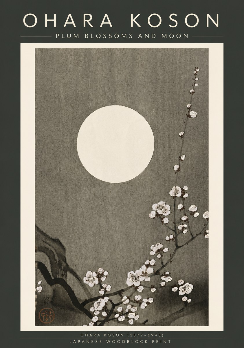 Ohara Koson Plum Blossoms and Moon No6 - Poster