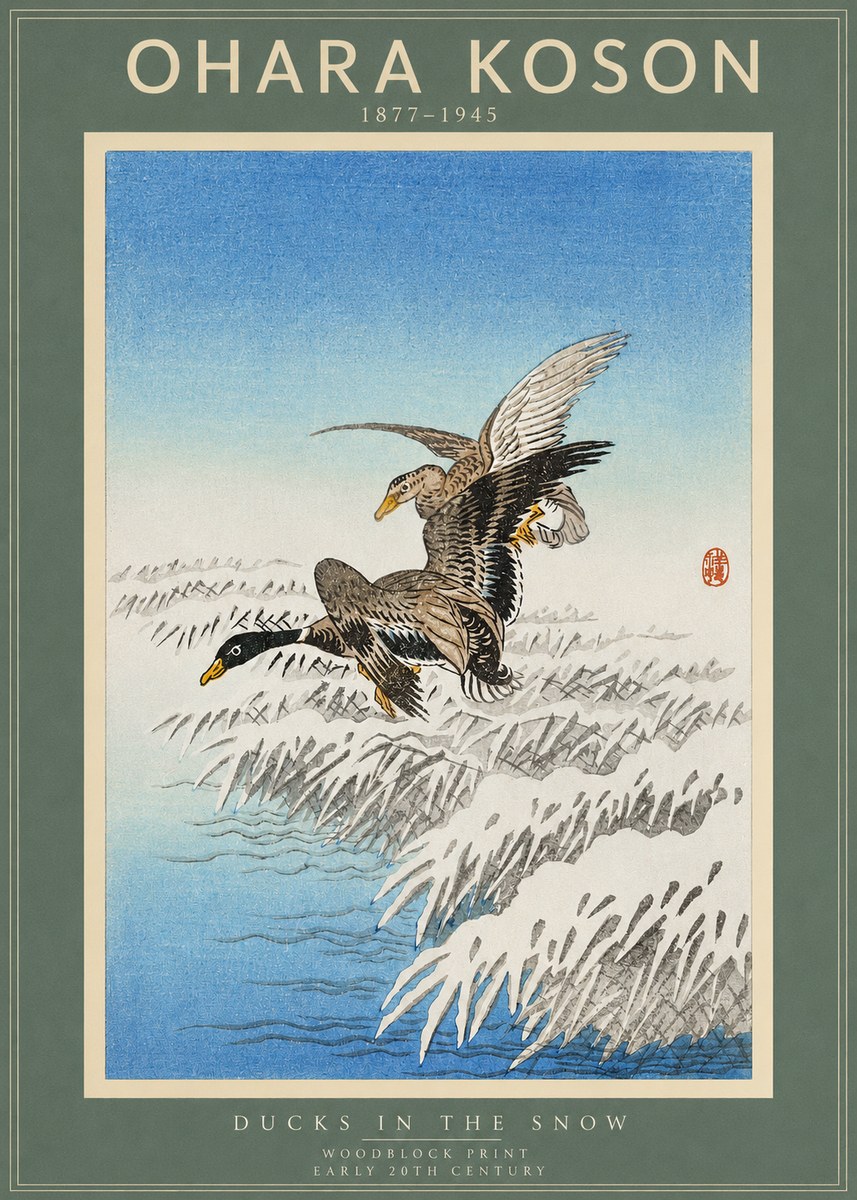 Ohara Koson Ducks in the Snow No2 - Poster