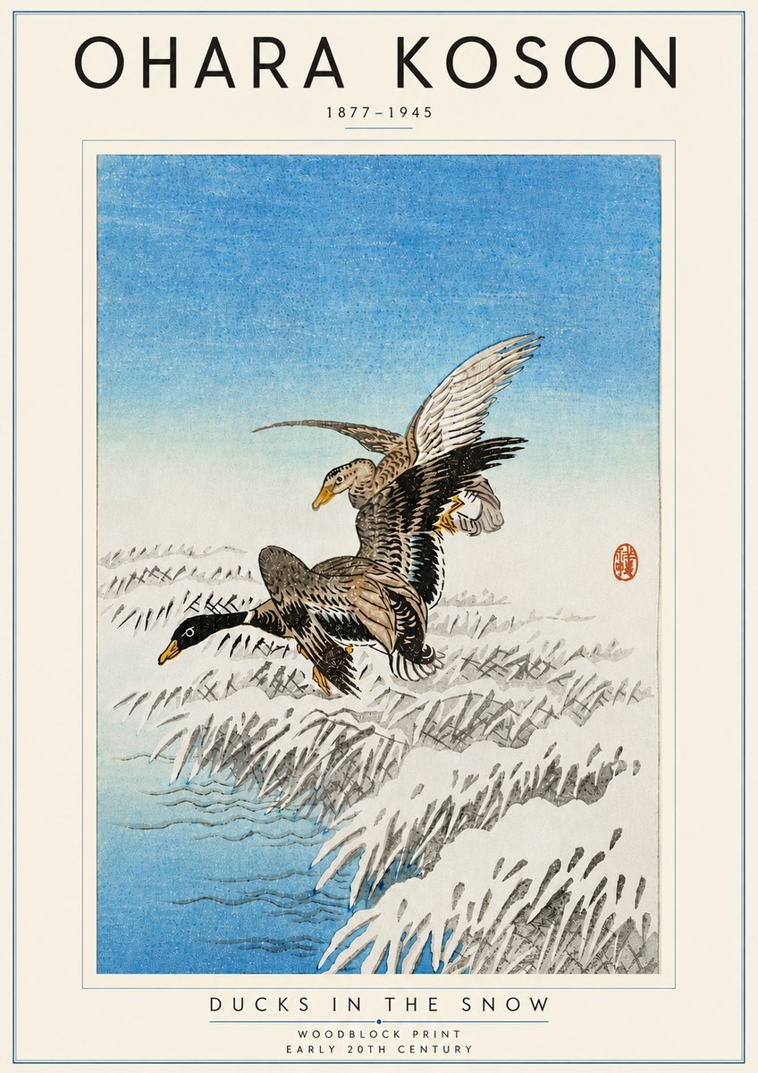Ohara Koson Ducks in the Snow No5 - Poster