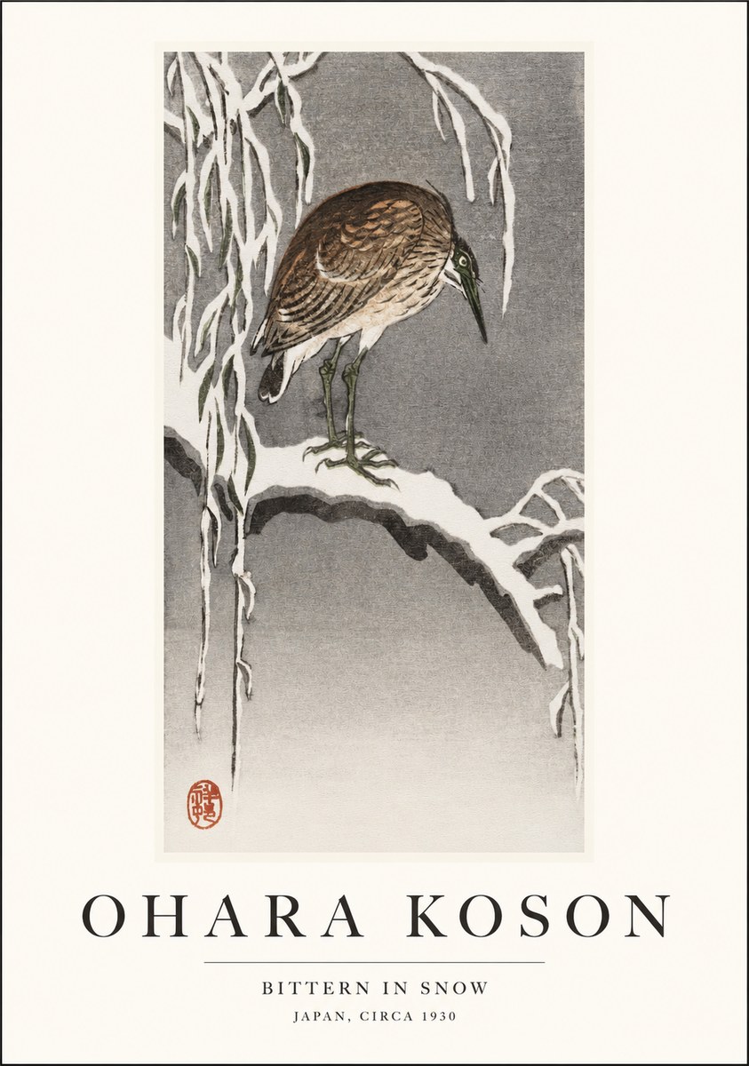 Ohara Koson Bittern in Snow No1 - Poster