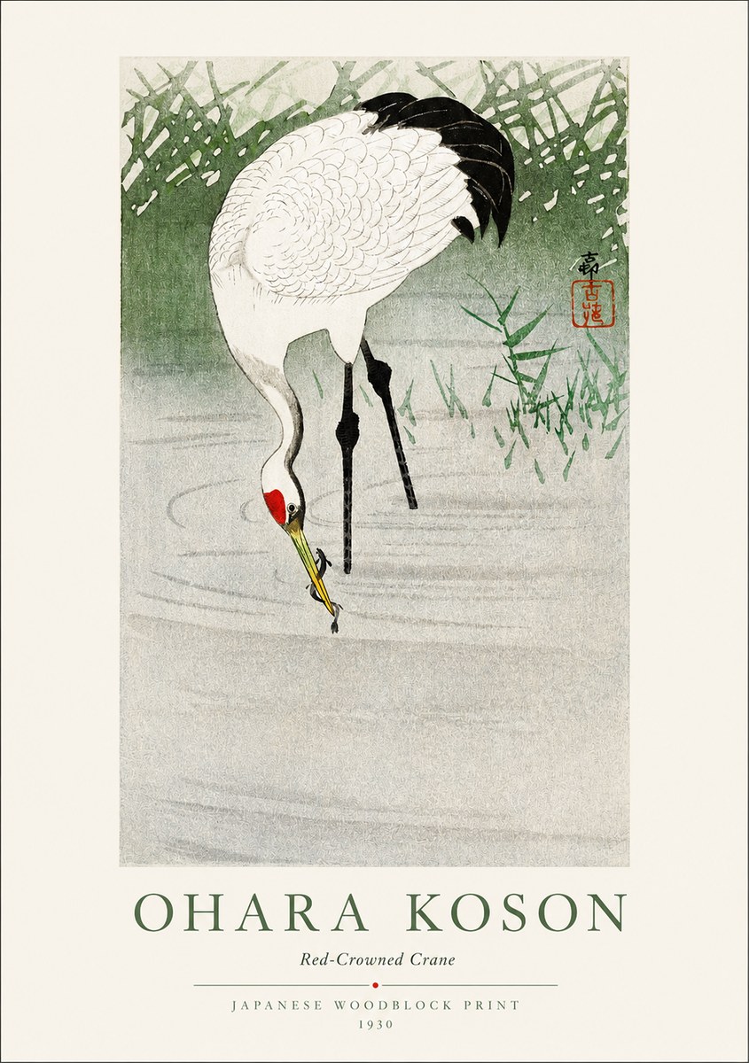 Ohara Koson Red-crowned Crane No1 - Poster