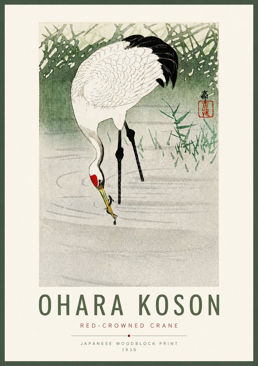 Ohara Koson Red-crowned Crane No2 - Poster