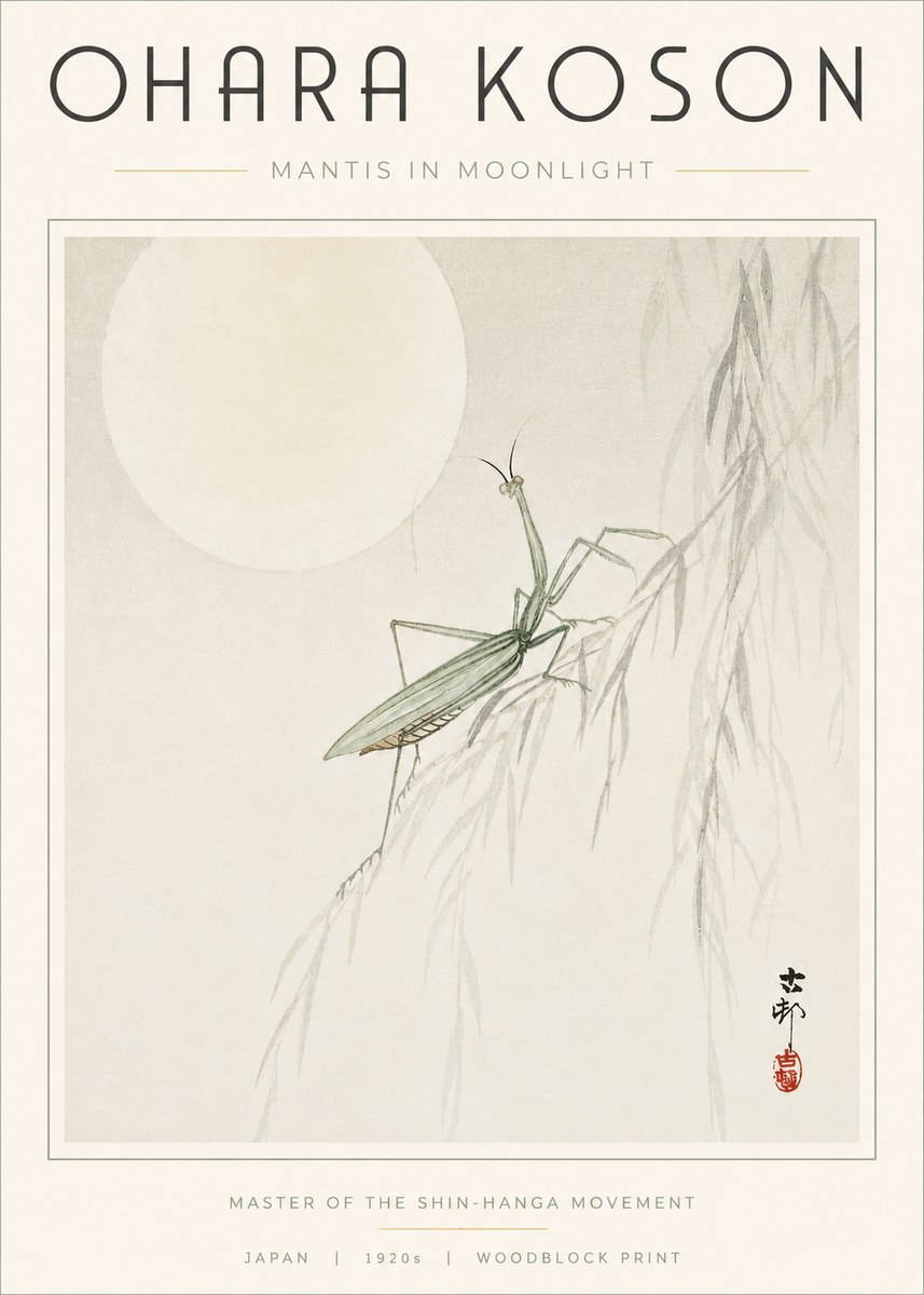 Ohara Koson Mantis in Moonlight No3 - Poster