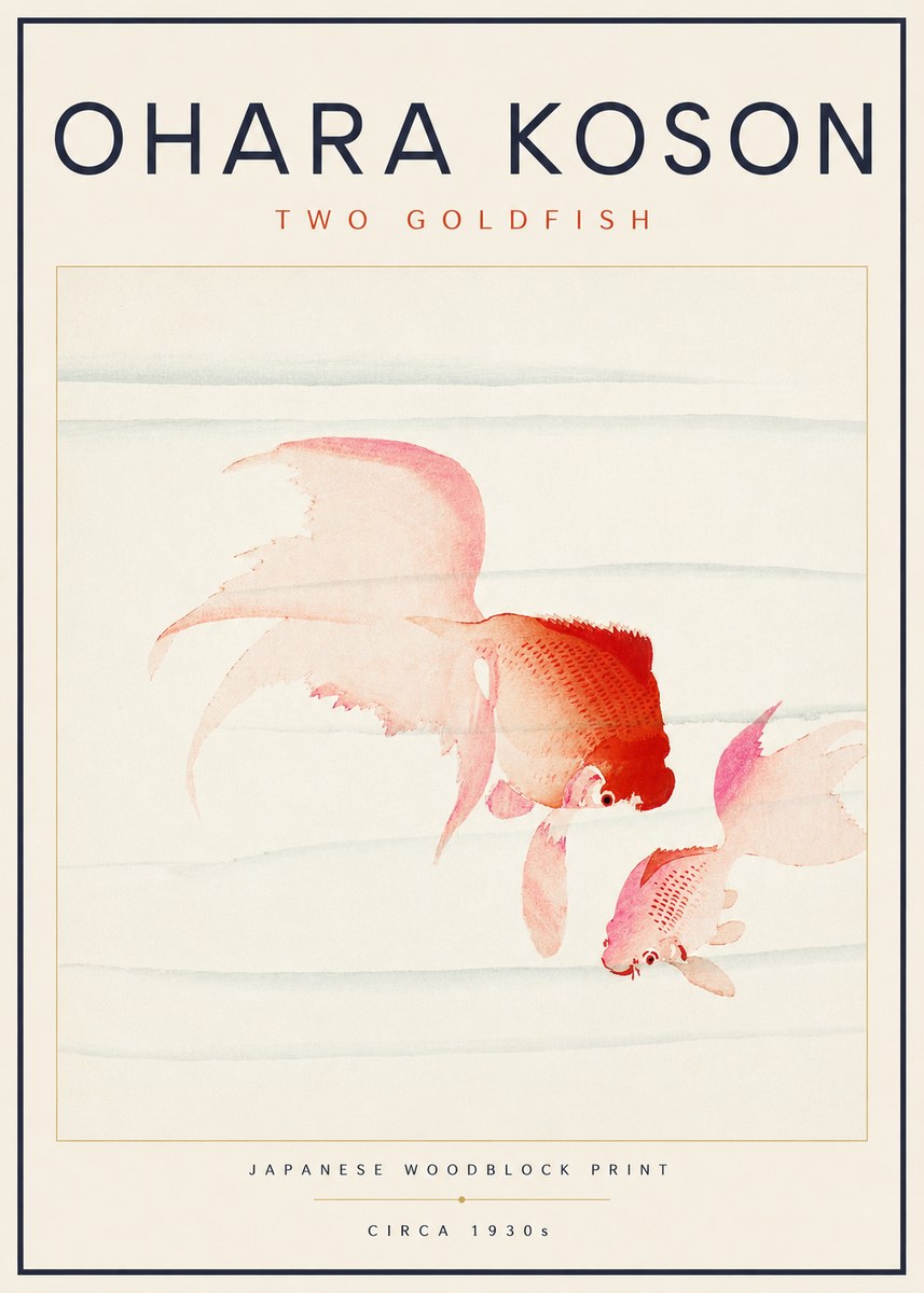 Ohara Koson Two Goldfish No6 - Poster