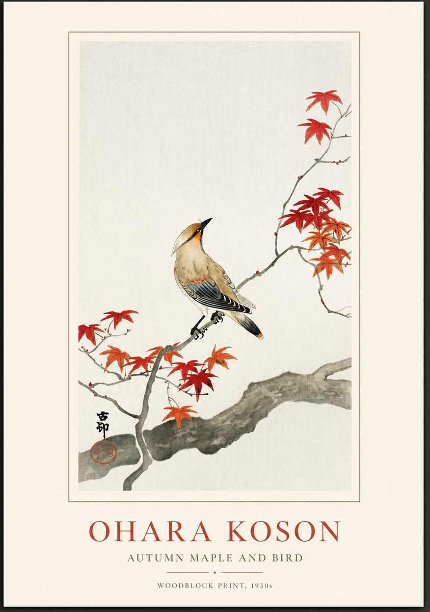 Ohara Koson Autumn Maple and Bird No1 - Poster