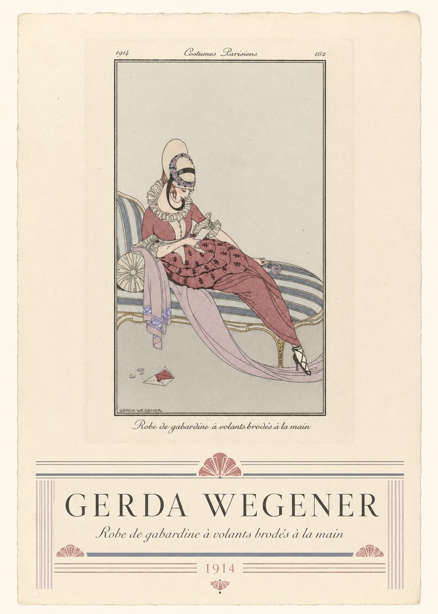 Gerda Wegener Robe De Gabardine À Volants Brodés À La Main I No3 - Poster