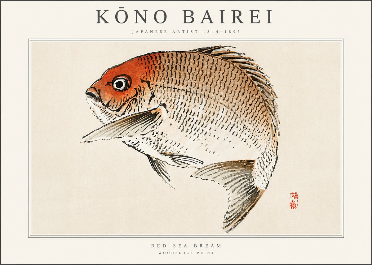 Kōno Bairei Red Sea Bream No3 - Poster