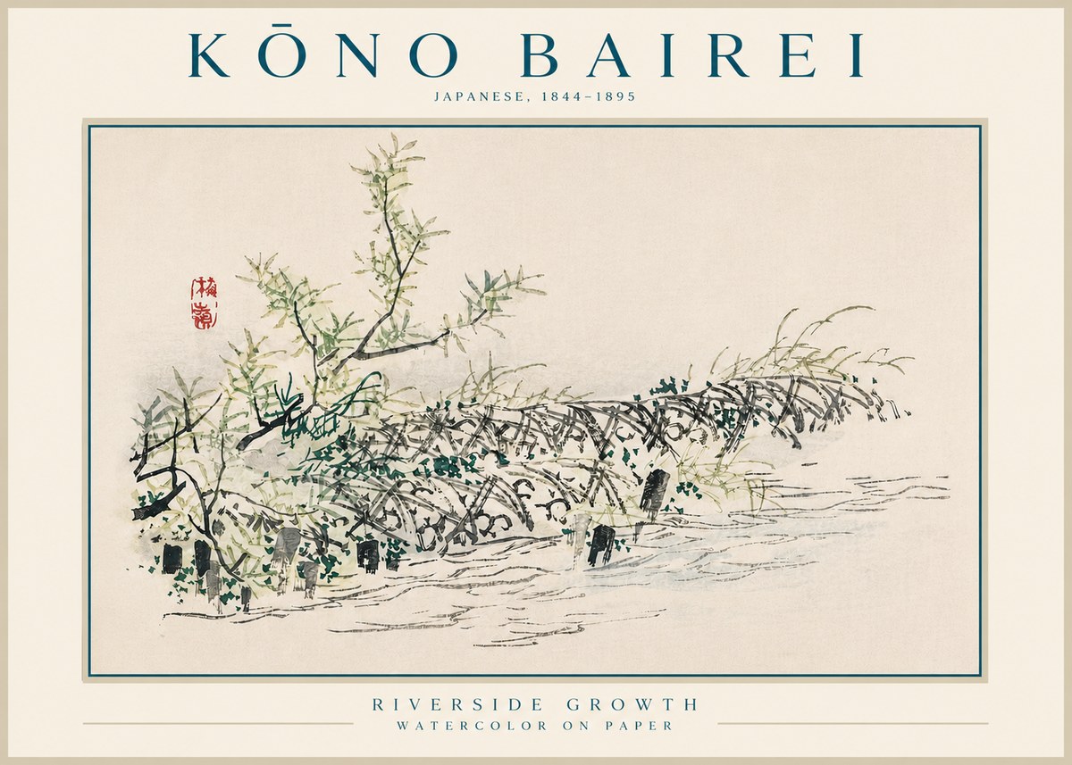 Kōno Bairei Riverside Growth No4 - Poster