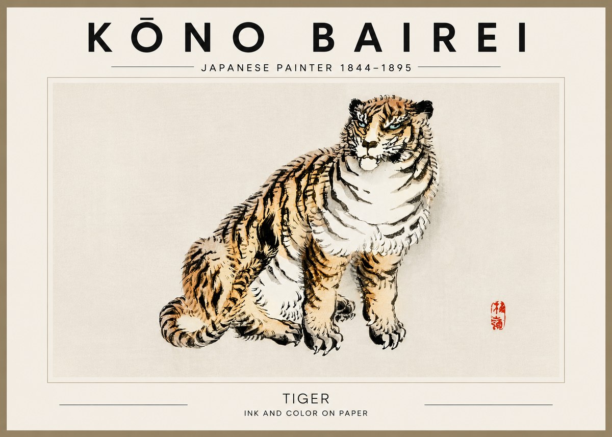 Kōno Bairei Tiger No6 - Poster