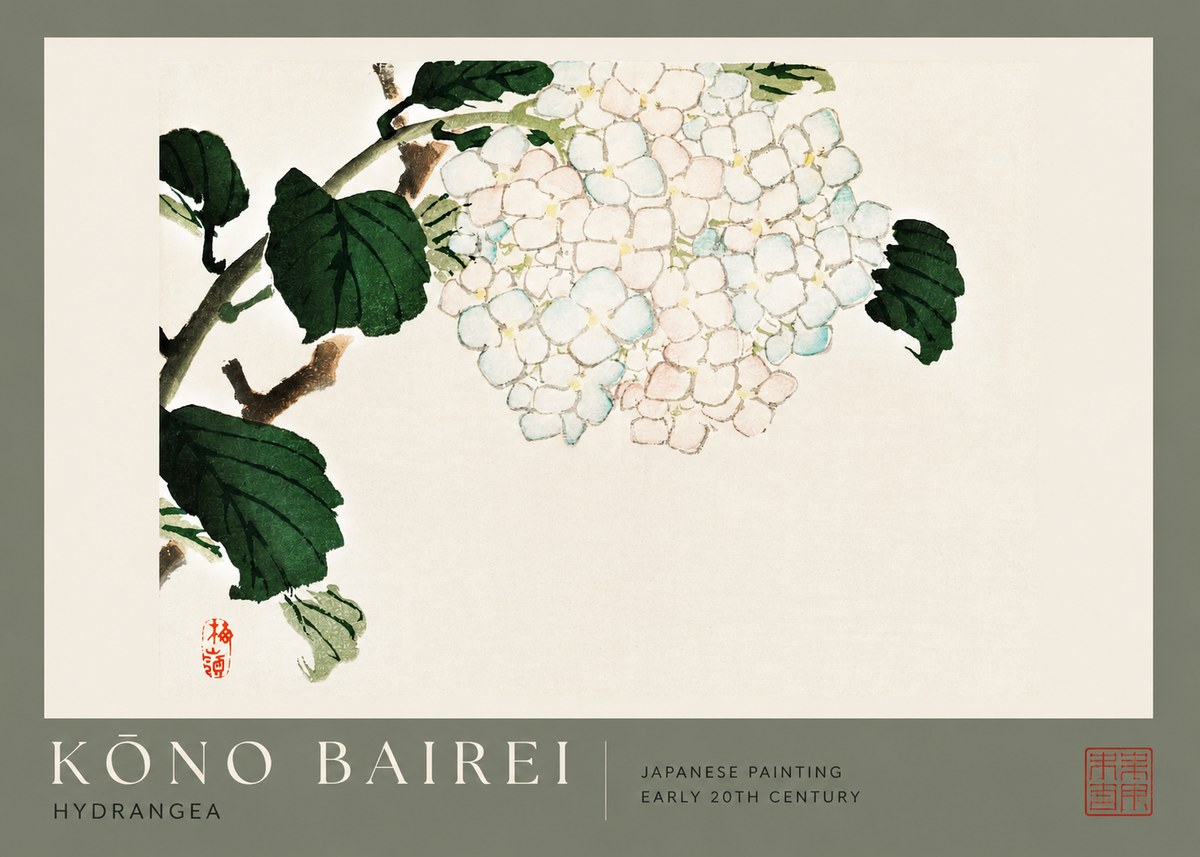 Kōno Bairei Hydrangea No2 - Poster