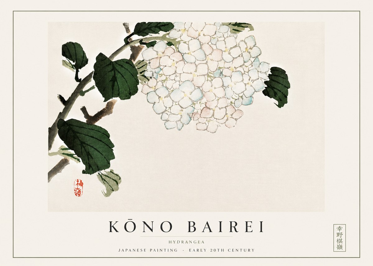Kōno Bairei Hydrangea No3 - Poster