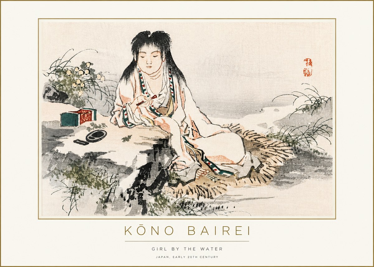 Kōno Bairei Girl by the Water No3 - Poster