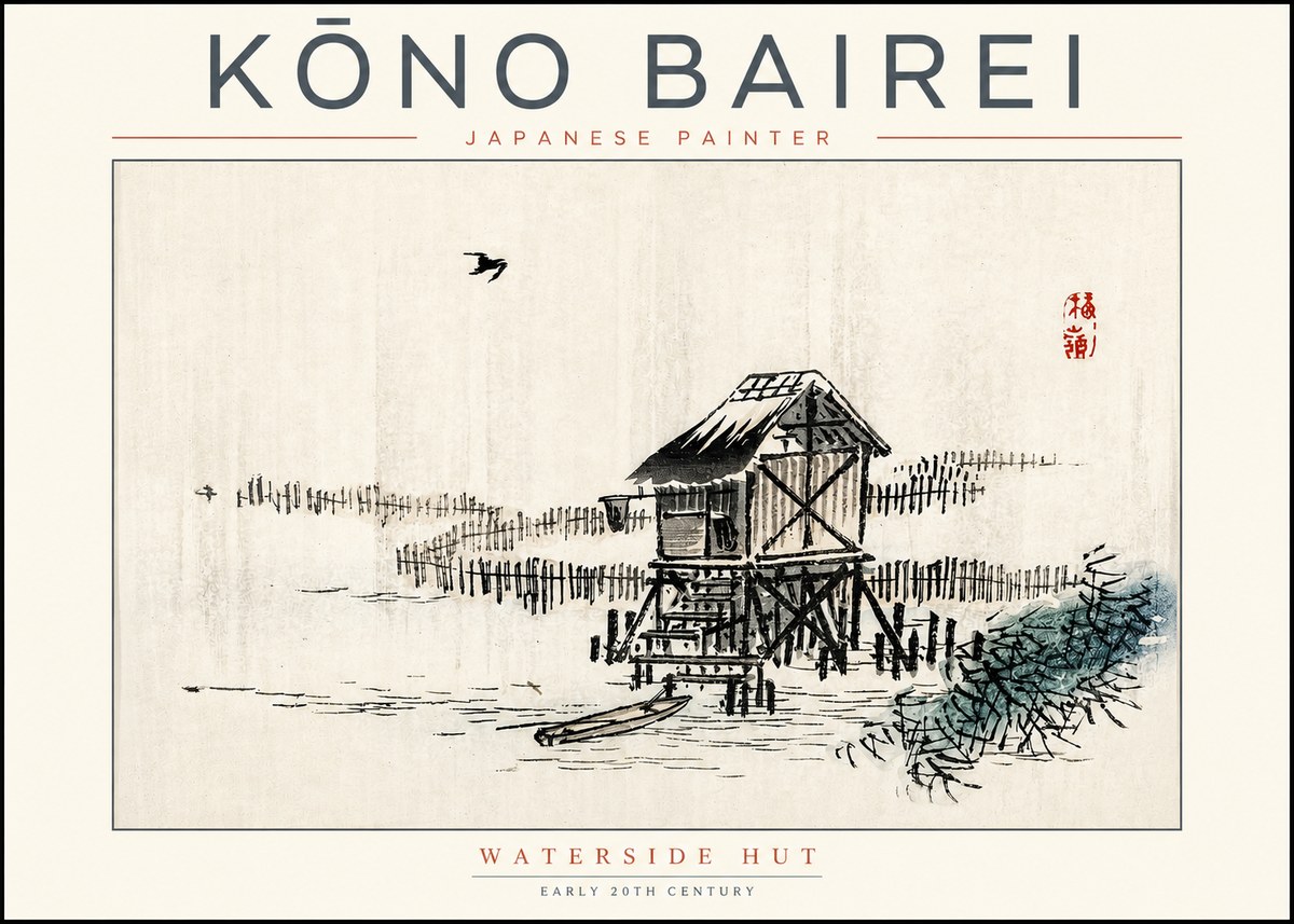 Kōno Bairei Waterside Hut No2 - Poster