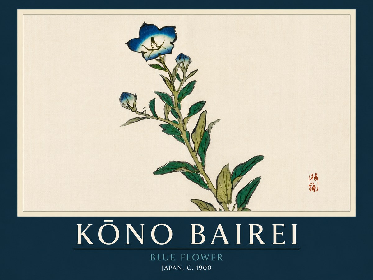 Kōno Bairei Blue Flower No2 - Poster