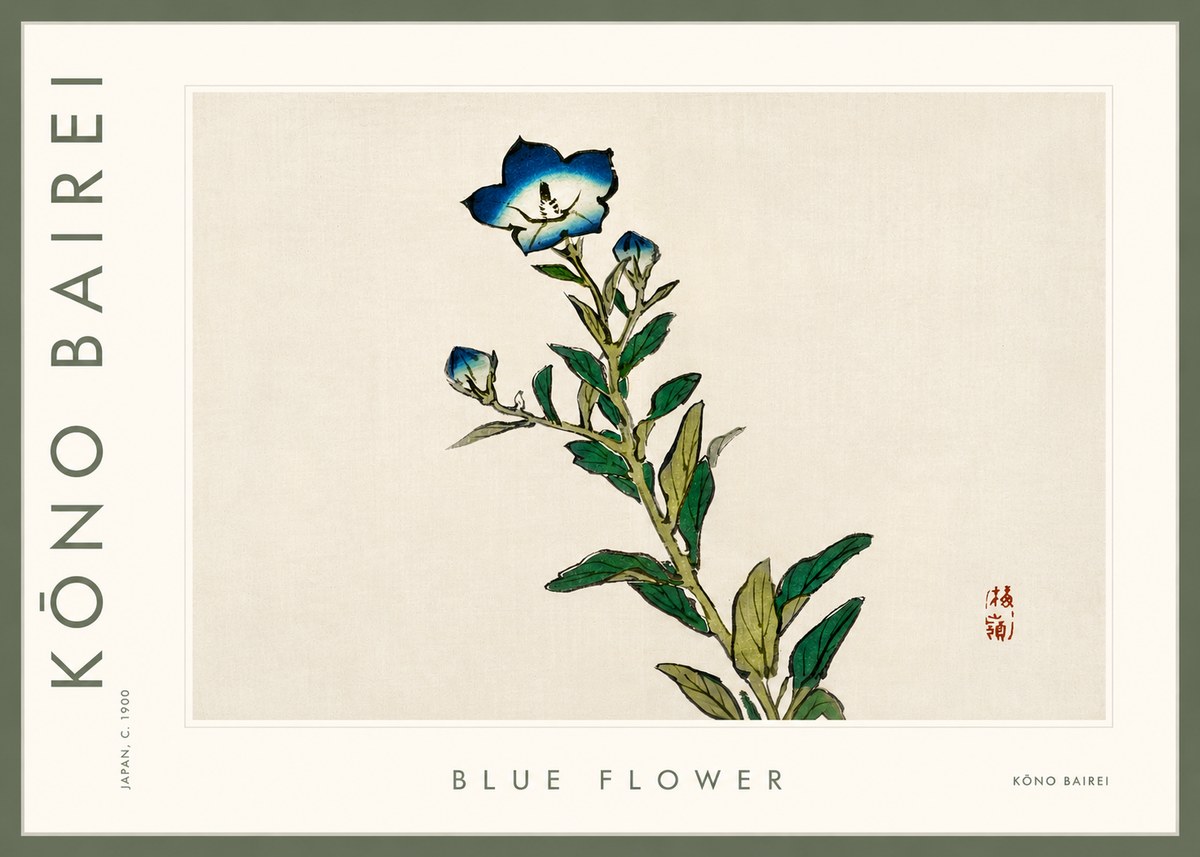 Kōno Bairei Blue Flower No3 - Poster