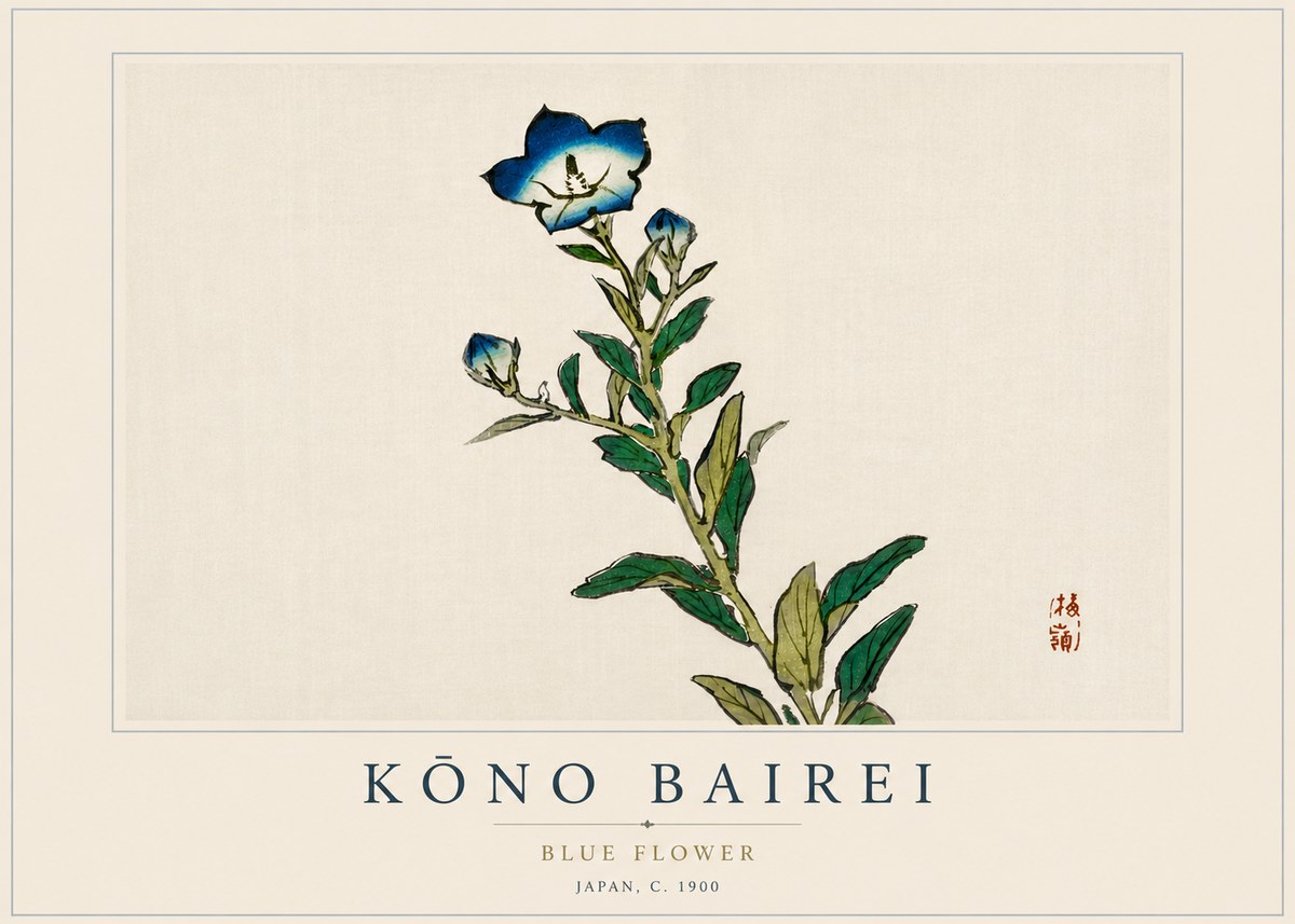 Kōno Bairei Blue Flower No4 - Poster