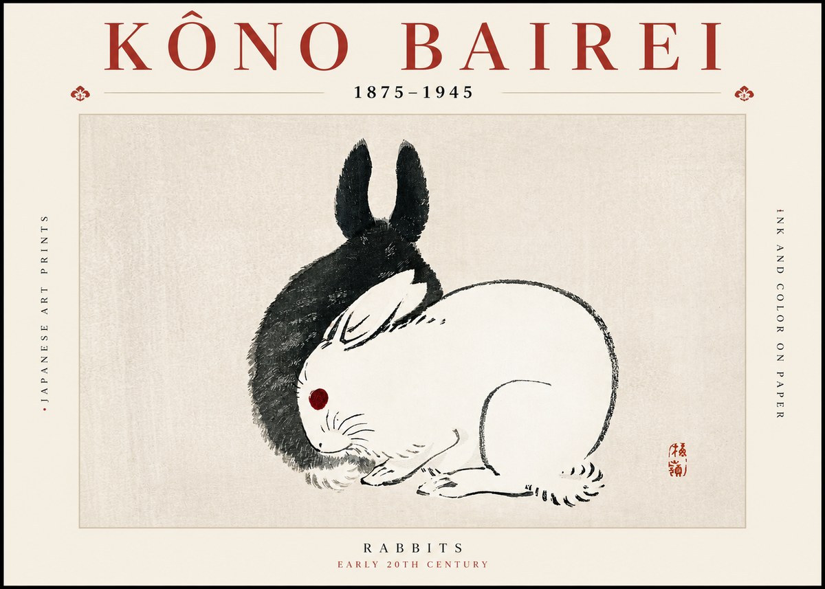 Kōno Bairei Rabbits No2 - Poster