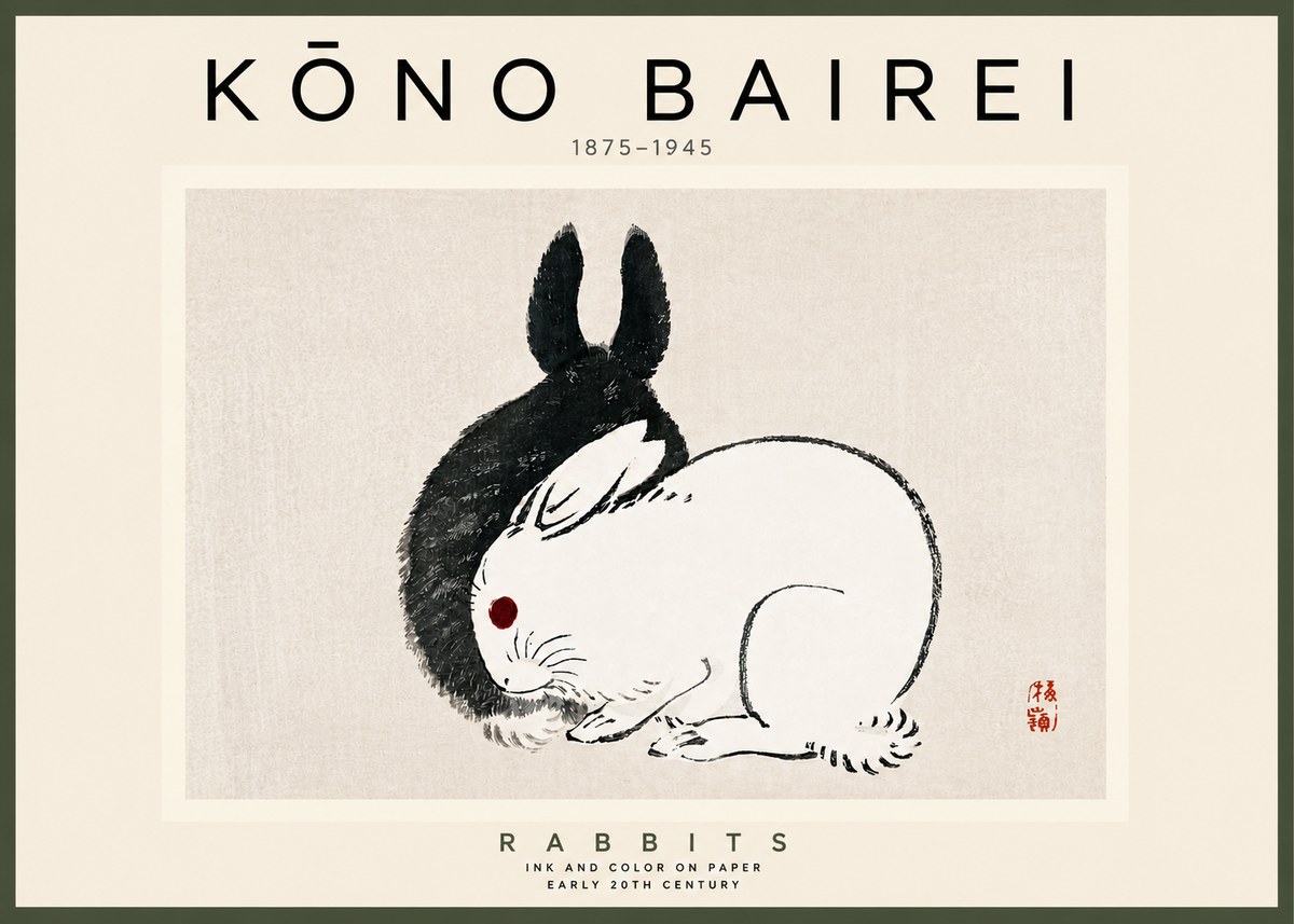 Kōno Bairei Rabbits No4 - Poster