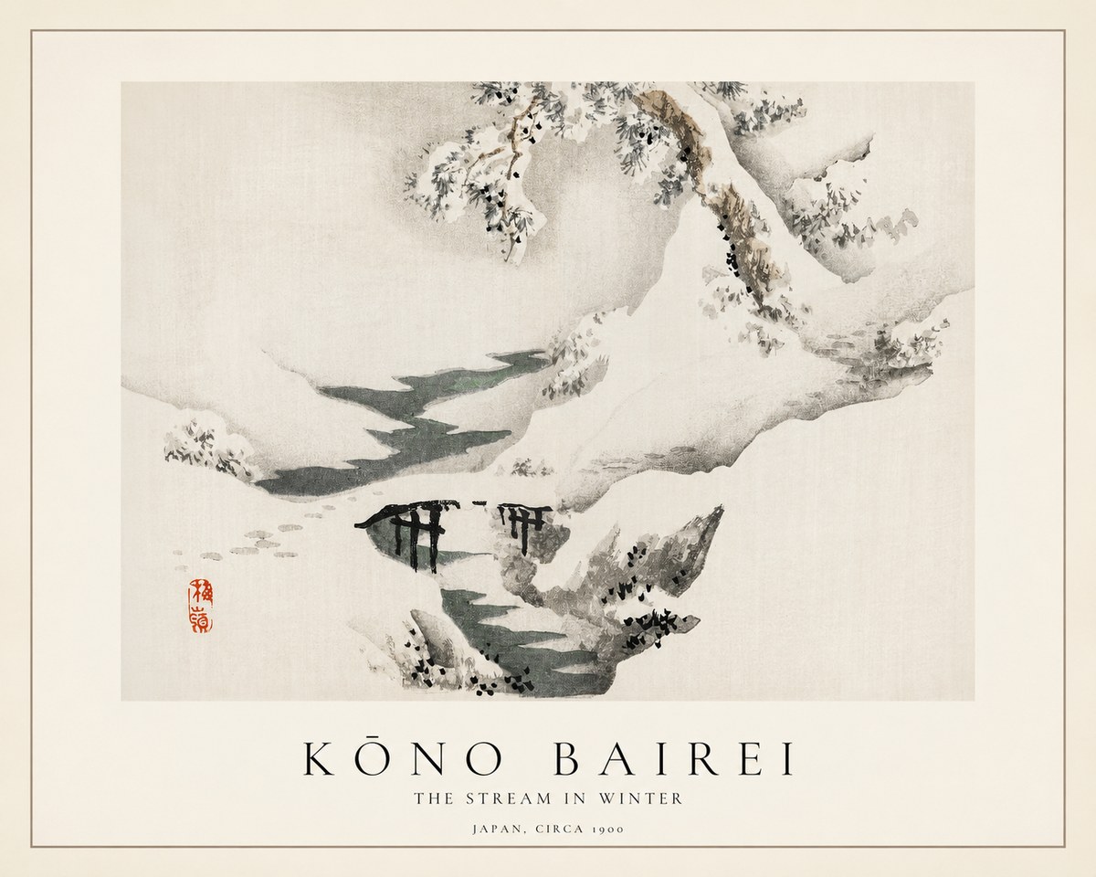 Kōno Bairei The Stream in Winter No1 - Poster