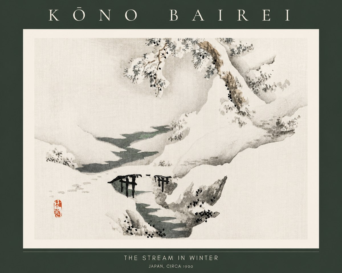 Kōno Bairei The Stream in Winter No2 - Poster