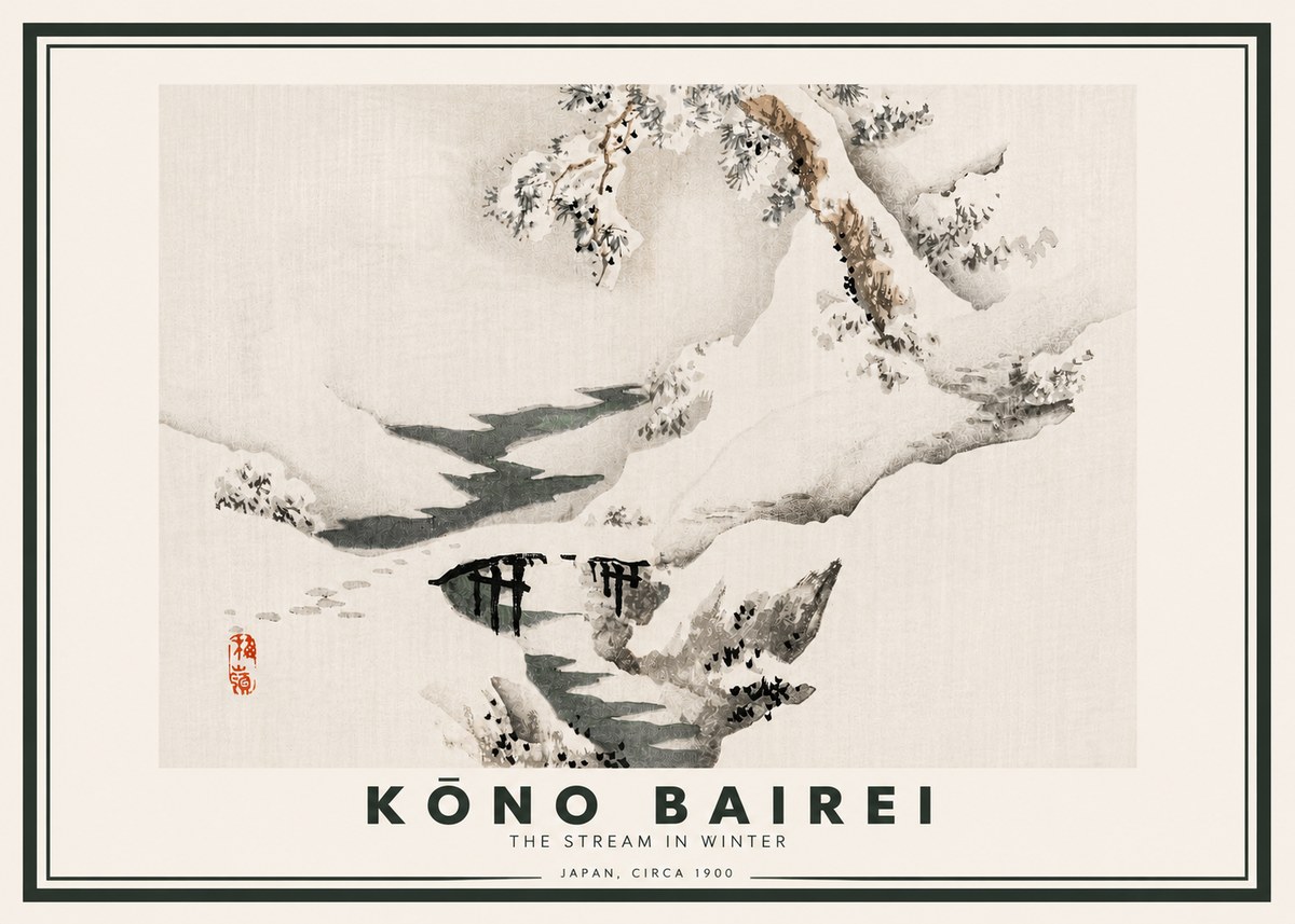 Kōno Bairei The Stream in Winter No4 - Poster