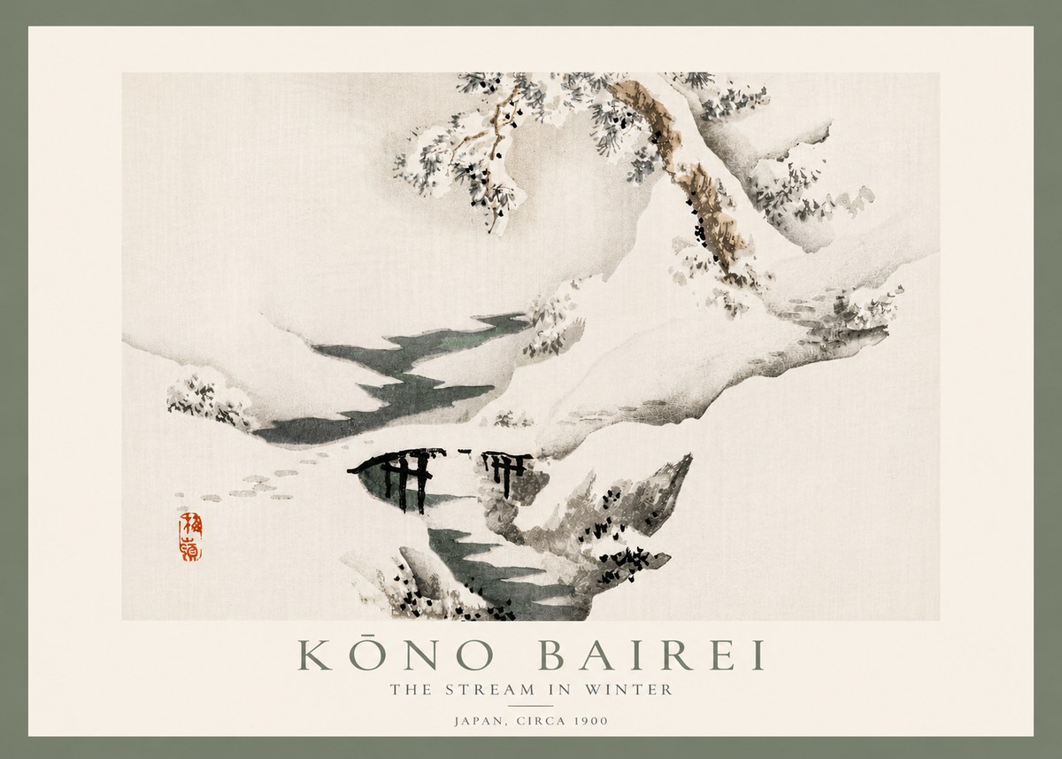Kōno Bairei The Stream in Winter No5 - Poster