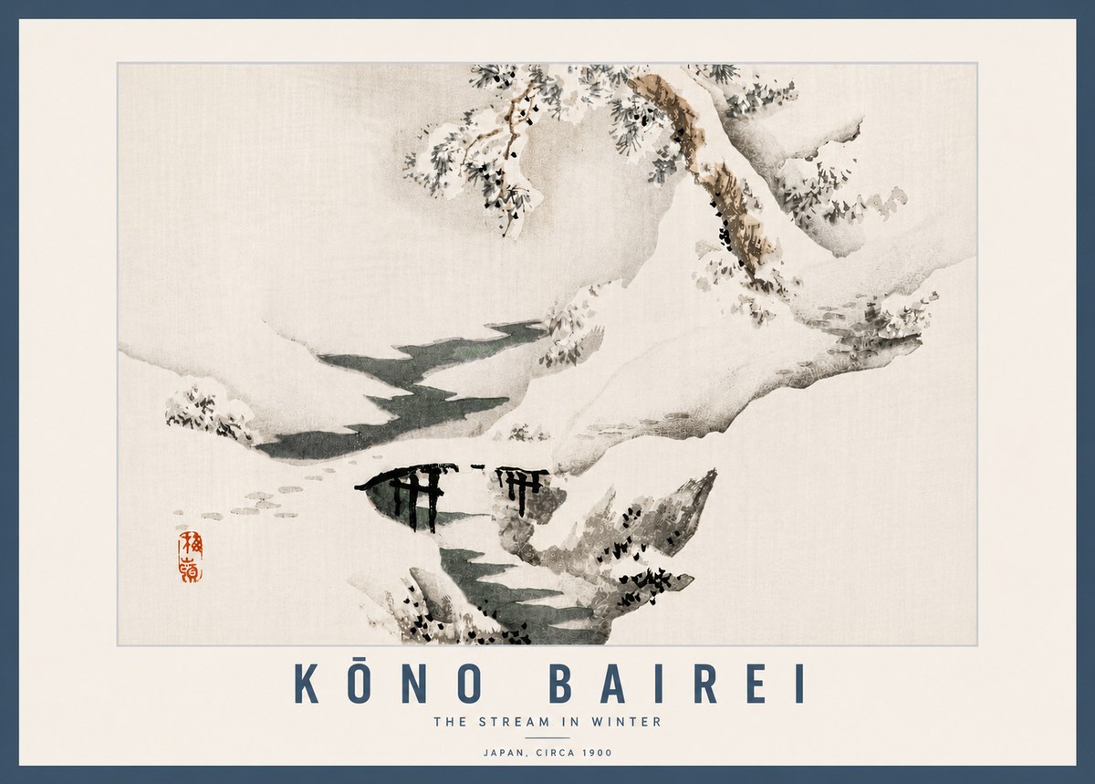 Kōno Bairei The Stream in Winter No6 - Poster