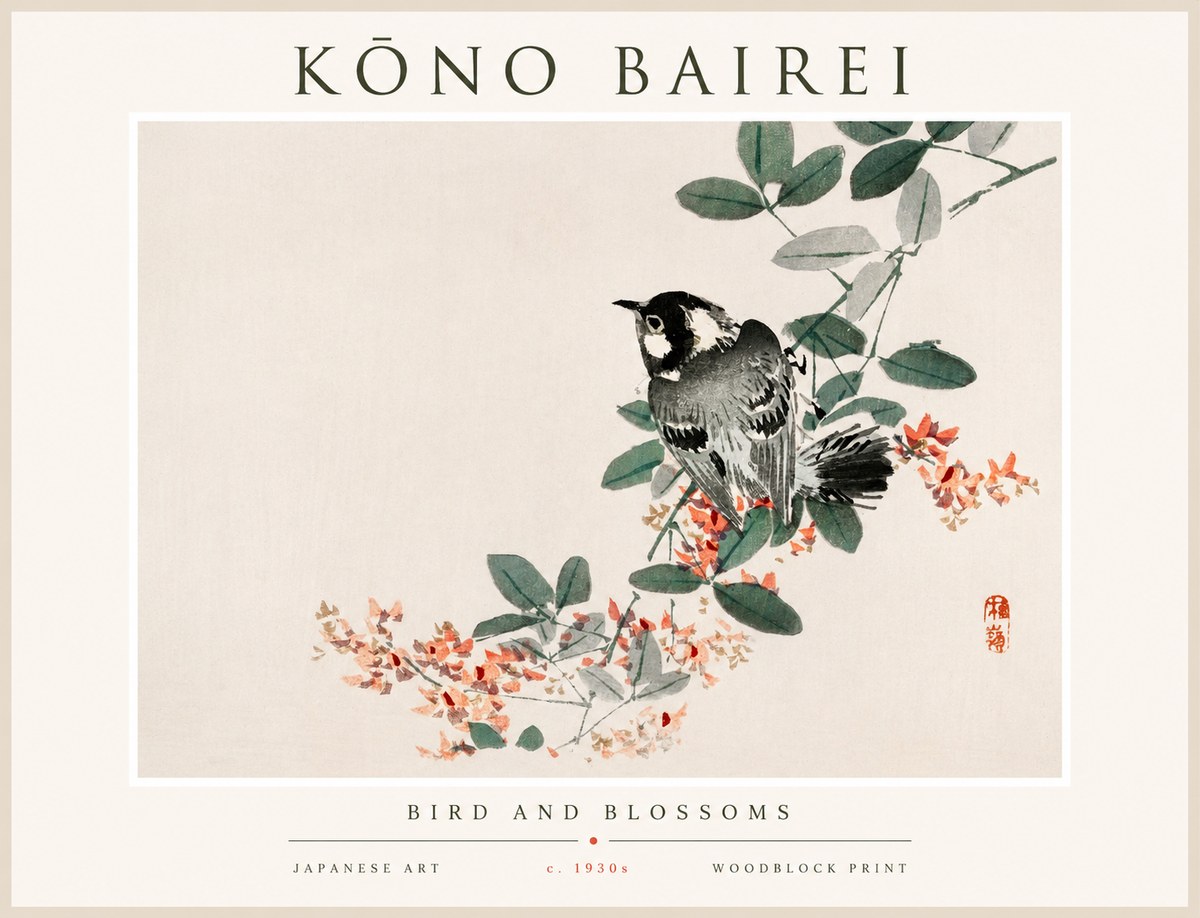 Kōno Bairei Bird and Blossoms No1 - Poster