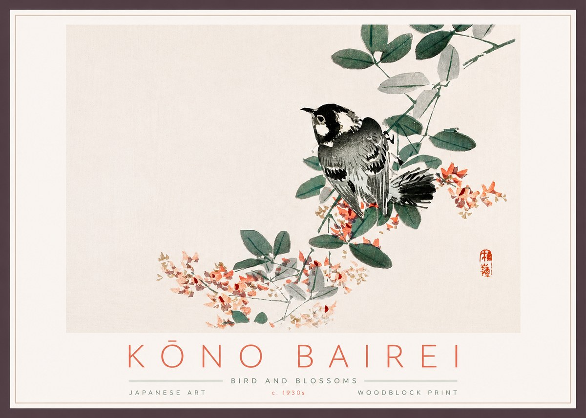 Kōno Bairei Bird and Blossoms No3 - Poster
