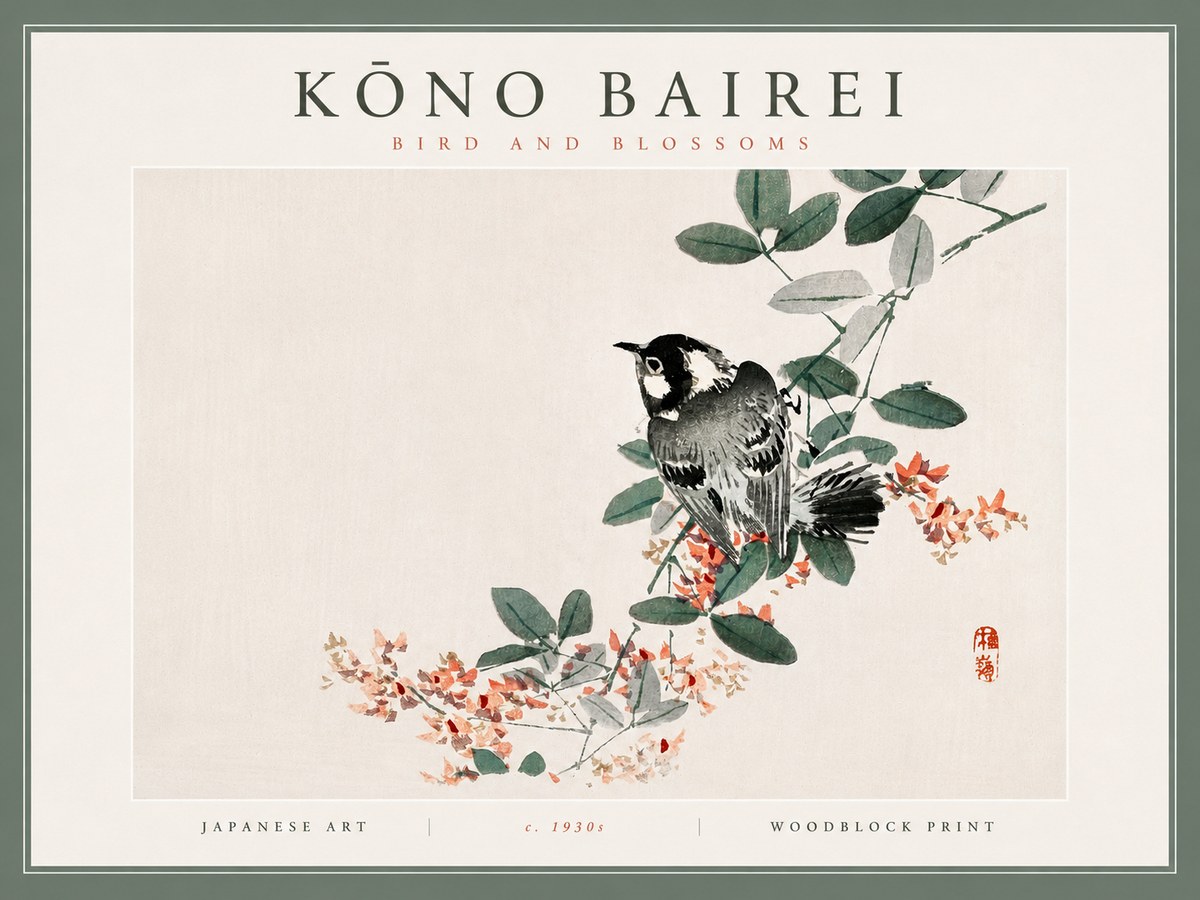 Kōno Bairei Bird and Blossoms No4 - Poster