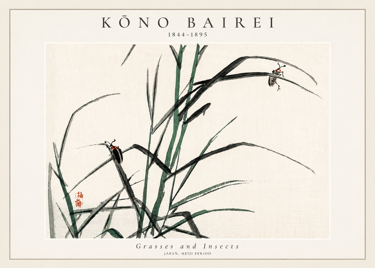 Kōno Bairei Grasses and Insects No3 - Poster