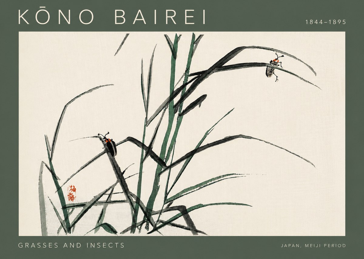 Kōno Bairei Grasses and Insects No4 - Poster
