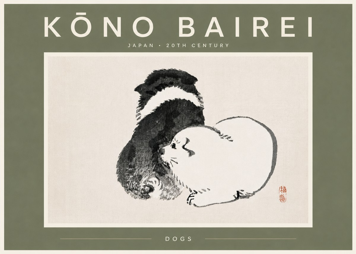 Kōno Bairei Dogs No6 - Poster