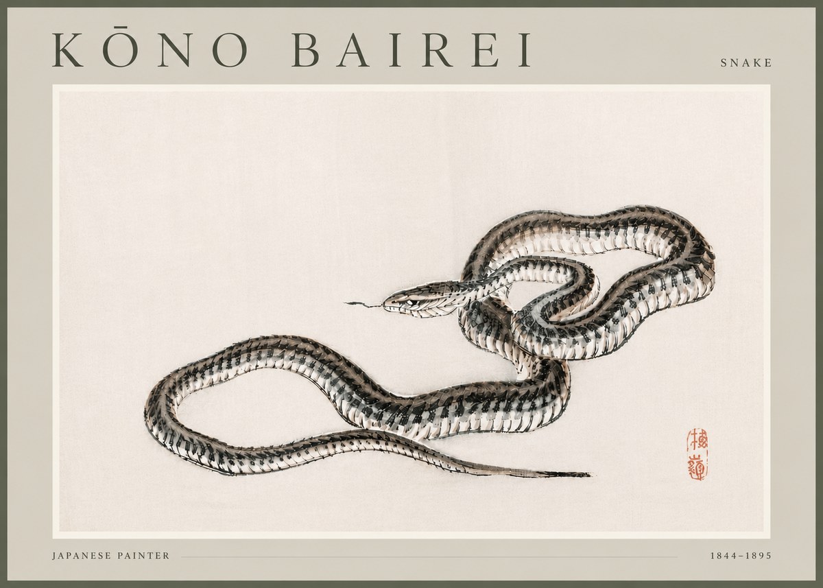Kōno Bairei Snake No4 - Poster