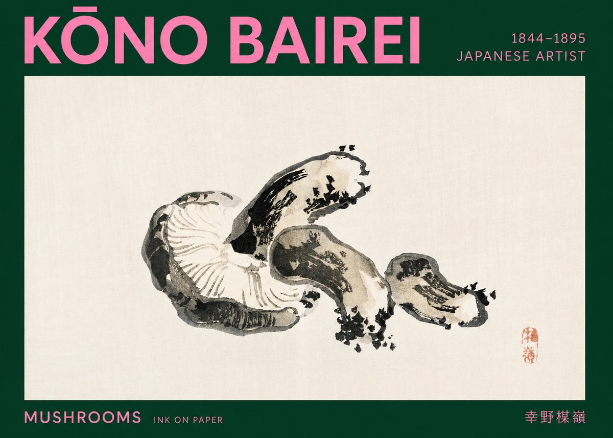 Kōno Bairei Mushrooms No2 - Poster
