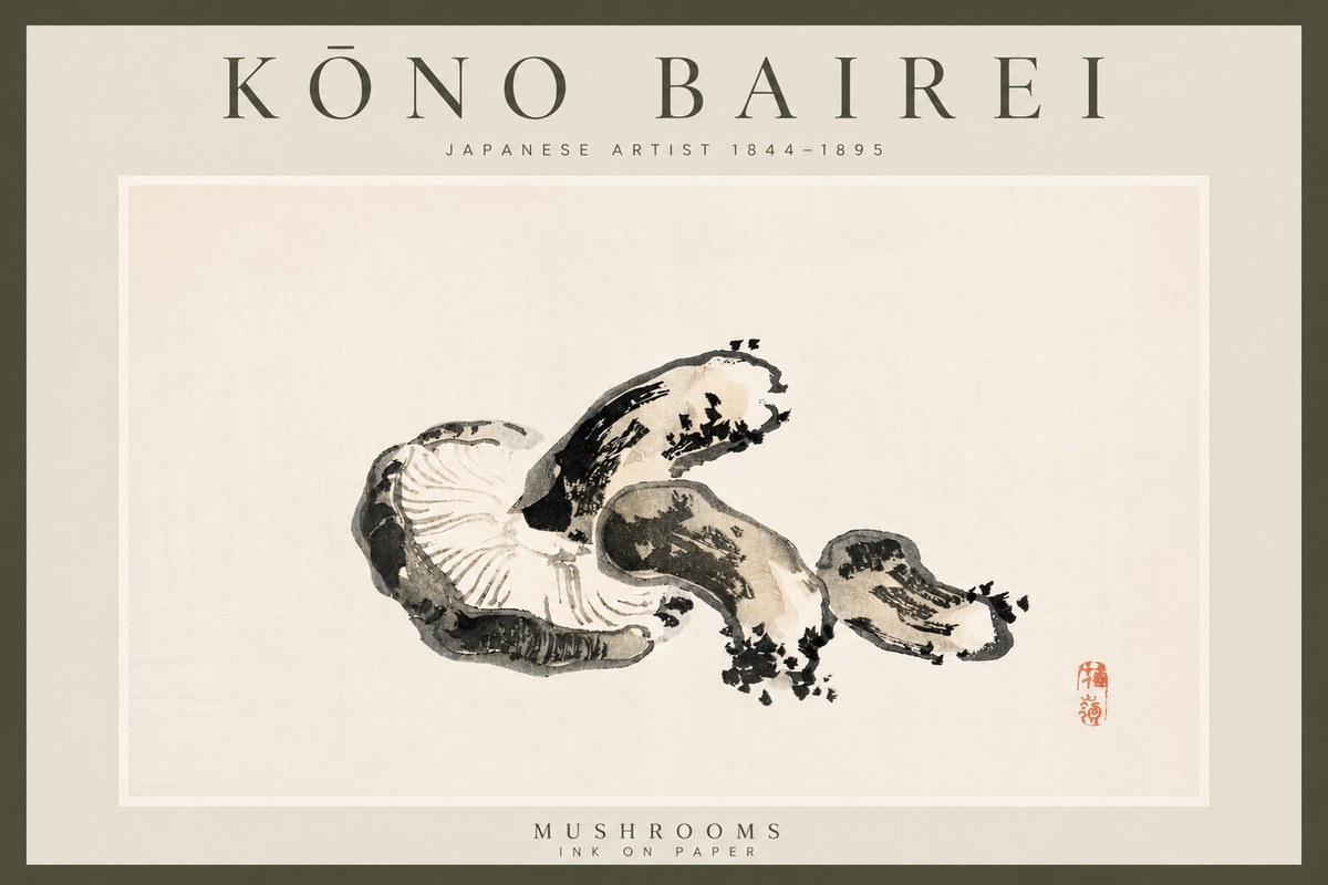 Kōno Bairei Mushrooms No3 - Poster