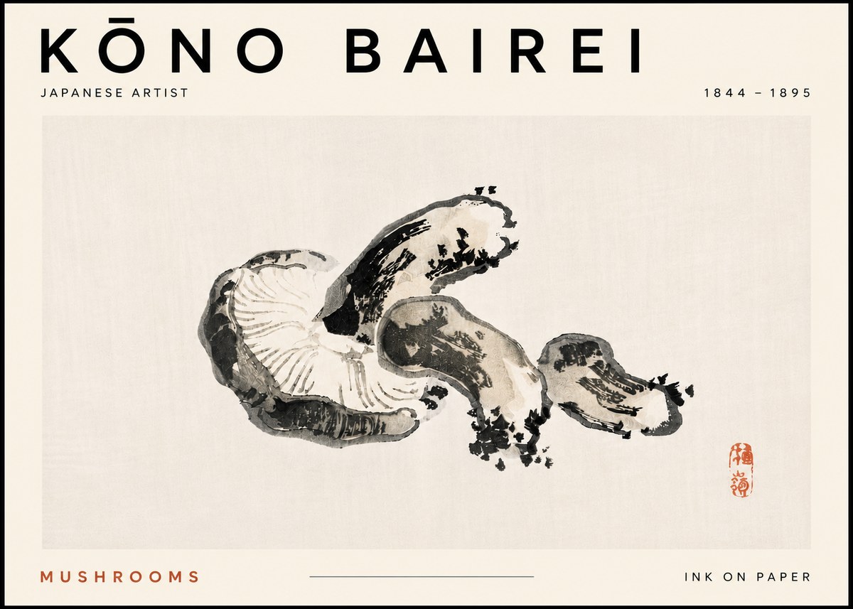 Kōno Bairei Mushrooms No5 - Poster