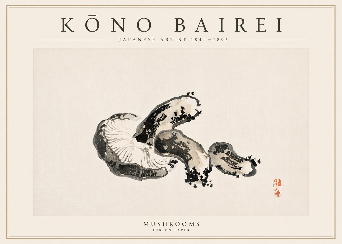 Kōno Bairei Mushrooms No6 - Poster