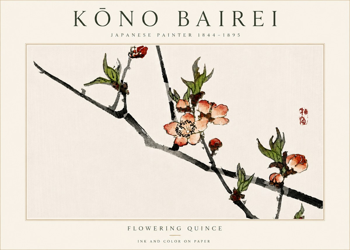 Kōno Bairei Flowering Quince No5 - Poster