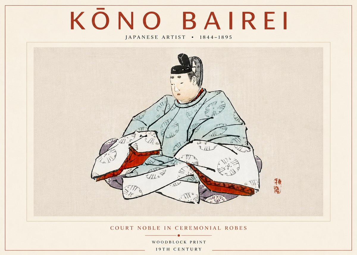 Kōno Bairei Court Noble in Ceremonial Robes No4 - Poster