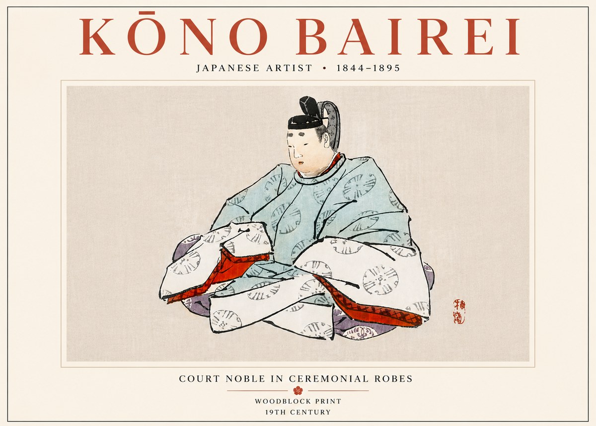 Kōno Bairei Court Noble in Ceremonial Robes No6 - Poster